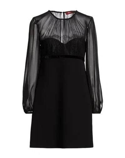 Max Mara Studio Woman Mini Dress Black Size 8 Silk, Acetate, Polyester