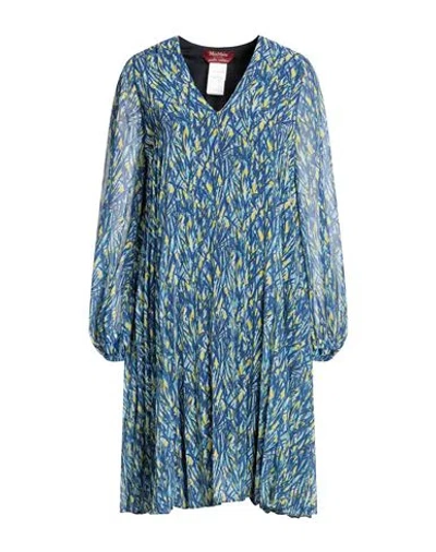 Max Mara Studio Woman Mini Dress Blue Size 10 Acetate, Silk, Polyamide