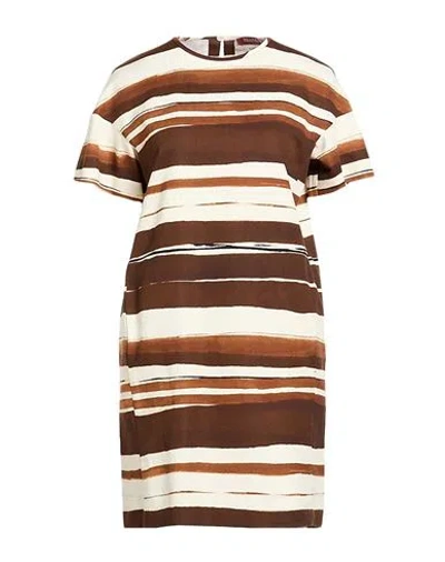 Max Mara Studio Woman Mini Dress Dark Brown Size 6 Cotton, Linen