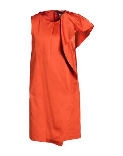Max Mara Studio Woman Mini Dress Rust Size 4 Polyester, Cotton In Red