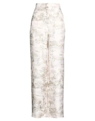 Max Mara Studio Woman Pants Beige Size 12 Silk In Multi