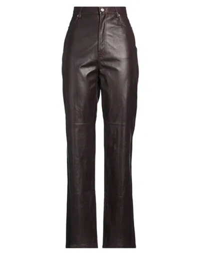 Max Mara Studio Woman Pants Chocolate Brown Size 4 Lambskin
