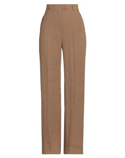 Max Mara Studio Woman Pants Khaki Size 10 Linen In Beige