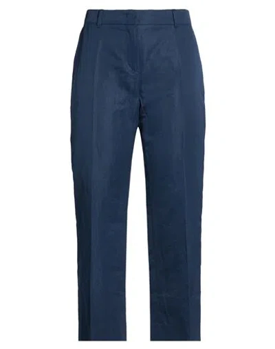 Max Mara Studio Woman Pants Navy Size 12 Cotton, Ramie In Blue
