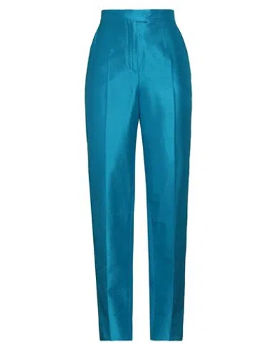 Max Mara Studio Woman Pants Turquoise Size 10 Silk In Blue