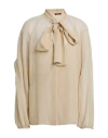 Max Mara Studio Woman Shirt Beige Size 12 Silk