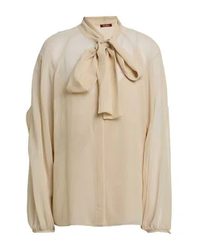 Max Mara Studio Woman Shirt Beige Size 12 Silk