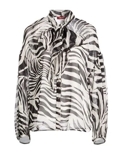 Max Mara Studio Woman Shirt Black Size 4 Silk In Multi