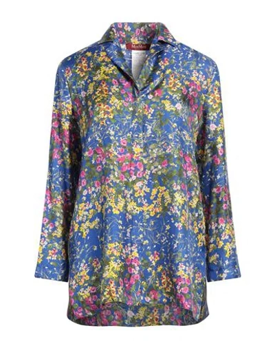 Max Mara Studio Woman Shirt Blue Size 4 Silk