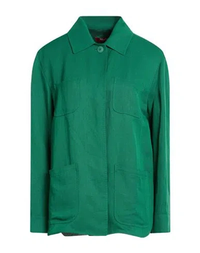 Max Mara Studio Woman Shirt Green Size 12 Viscose, Linen