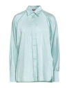 Max Mara Studio Woman Shirt Light Green Size 8 Polyester, Silk In Blue
