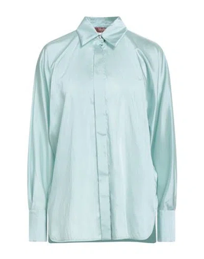 Max Mara Studio Woman Shirt Light Green Size 8 Polyester, Silk In Blue