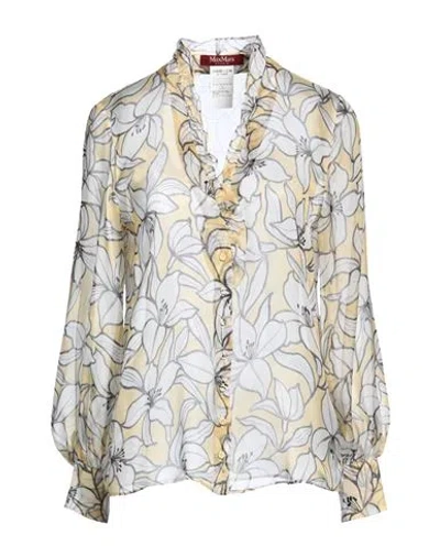 Max Mara Studio Woman Shirt Light Yellow Size 12 Silk