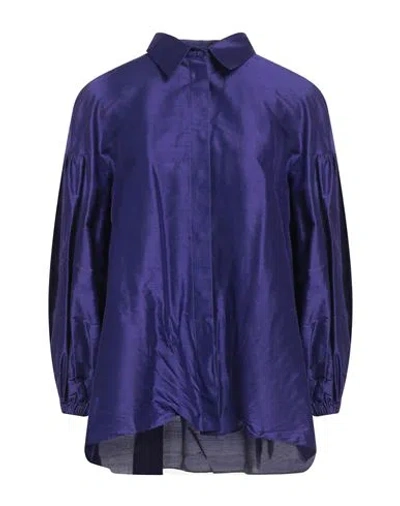 Max Mara Studio Woman Shirt Purple Size 14 Silk