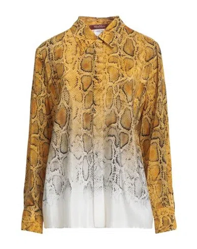 Max Mara Studio Woman Shirt Yellow Size 12 Silk In Brown
