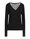 Max Mara Black Solid V Neck Sweater In Black