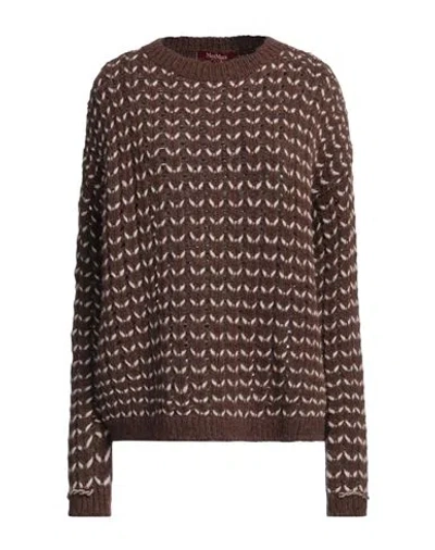 Max Mara Studio Woman Sweater Brown Size M Virgin Wool, Polyamide In Brown