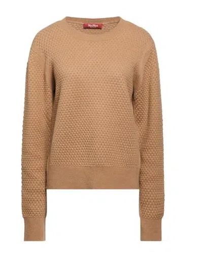 Max Mara Studio Woman Sweater Camel Size L Cashmere In Sand
