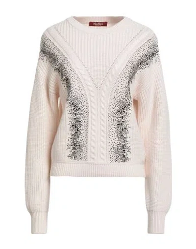 Max Mara Studio Woman Sweater Cream Size L Virgin Wool In Neutral
