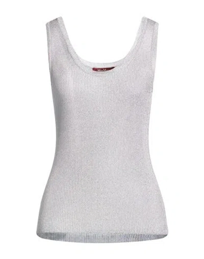 Max Mara Studio Woman Tank Top Silver Size Xs Viscose, Metallic Fiber