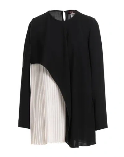 Max Mara Studio Woman Top Black Size 10 Triacetate, Polyester In Animal Print