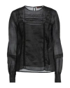 Max Mara Studio Ruffled Ramie Blouse In Black