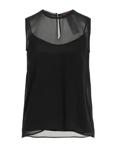 Max Mara Studio Woman Top Black Size 6 Silk In 007