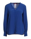 Max Mara Studio Woman Top Blue Size 14 Silk In Blue