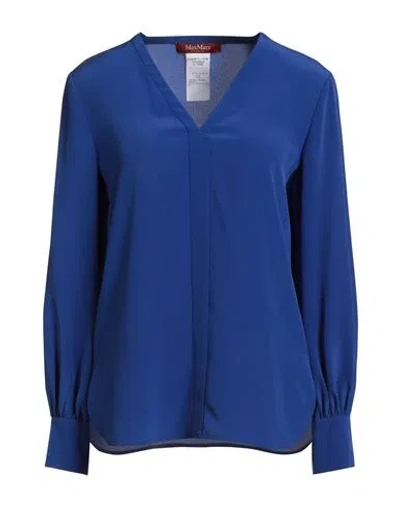 Max Mara Studio Woman Top Blue Size 14 Silk