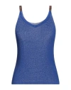 Max Mara Studio Woman Top Blue Size Xl Cotton, Polyamide
