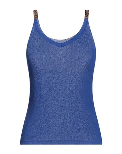 Max Mara Studio Woman Top Blue Size Xl Cotton, Polyamide