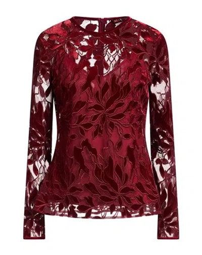Max Mara Studio Woman Top Burgundy Size 10 Polyester In Multi