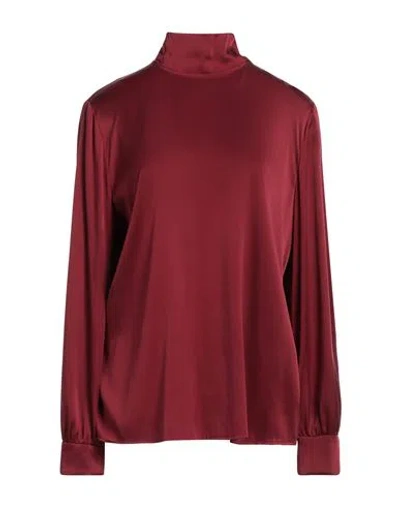 Max Mara Studio Woman Top Burgundy Size 16 Silk, Elastane In Red