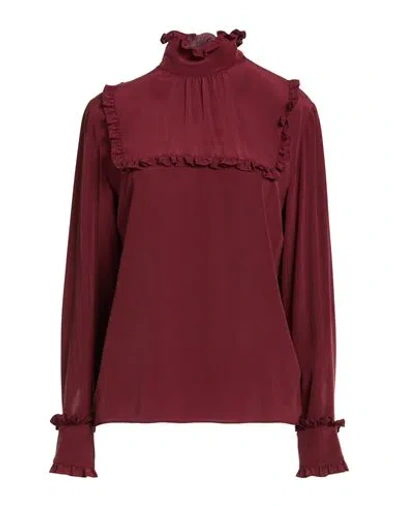 Max Mara Studio Woman Top Burgundy Size 8 Silk