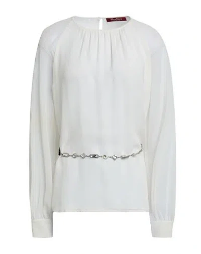 Max Mara Studio Woman Top Cream Size 10 Silk In White