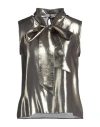 Max Mara Studio Woman Top Gold Size 6 Silk, Polyamide