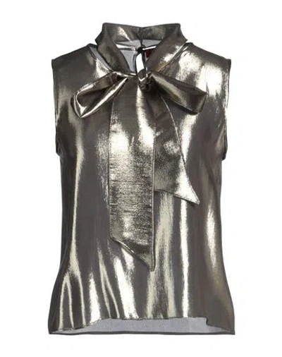 Max Mara Studio Woman Top Gold Size 6 Silk, Polyamide