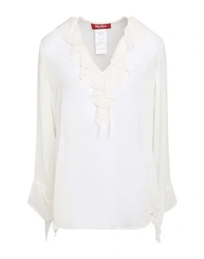 Max Mara Studio Woman Top Ivory Size 4 Silk In White