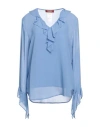 Max Mara Studio Woman Shirt Light Blue Size 10 Silk In Blue