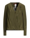 Max Mara Studio Woman Top Military Green Size 10 Silk In Green