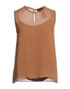 Max Mara Studio Woman Top Tan Size 8 Silk In Brown