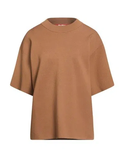 Max Mara Studio Woman T-shirt Light Brown Size L Viscose, Polyester In Neutral
