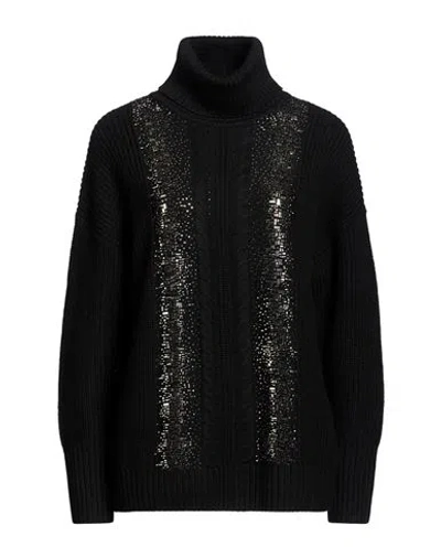 Max Mara Studio Woman Turtleneck Black Size Xl Virgin Wool