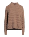 Max Mara Studio Woman Turtleneck Camel Size M Wool, Cashmere In Beige