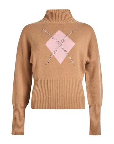 Max Mara Studio Woman Turtleneck Camel Size Xl Wool, Cashmere