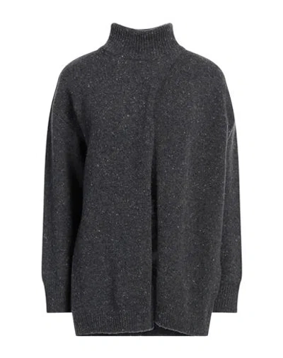 Max Mara Studio Woman Turtleneck Charcoal Size S Wool, Polyamide, Elastane In Black