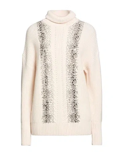 Max Mara Studio Woman Turtleneck Cream Size S Virgin Wool In White