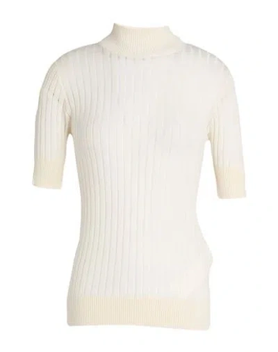 Max Mara Studio Woman Turtleneck Ivory Size Xxl Silk, Wool In White