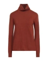 Max Mara Studio Woman Turtleneck Rust Size Xl Wool, Cashmere