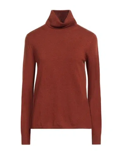 Max Mara Studio Woman Turtleneck Rust Size Xl Wool, Cashmere